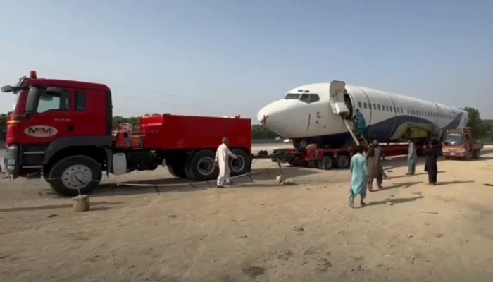 Passenger aircraft transferred by road in Pakistan