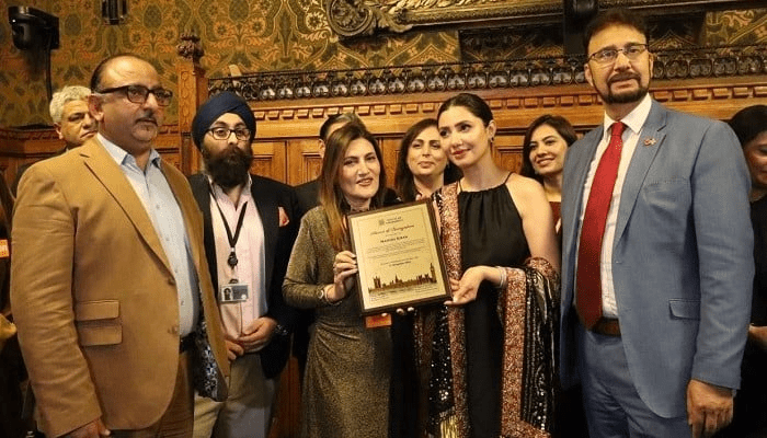 Mahira Khan honored in UK Parliament