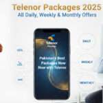 Telenor Packages 2025 guide showing all Daily, Weekly, and Monthly data, call, and SMS offers.