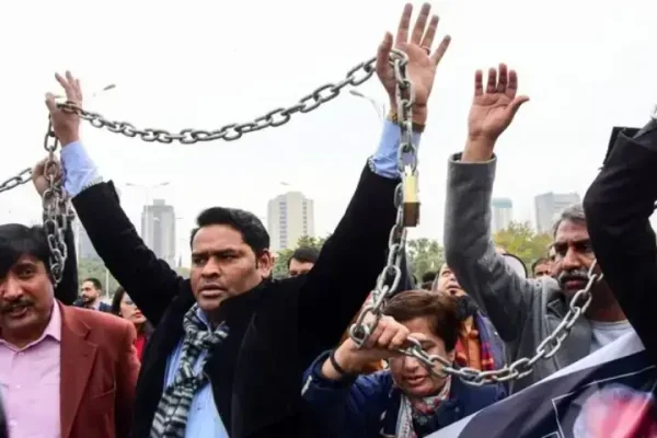 Journalists protesting for Pakistan media freedom in Islamabad