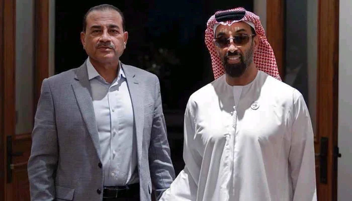 Field Marshal Asim Munir discussing Pakistan UAE security with Sheikh Tahnoon.