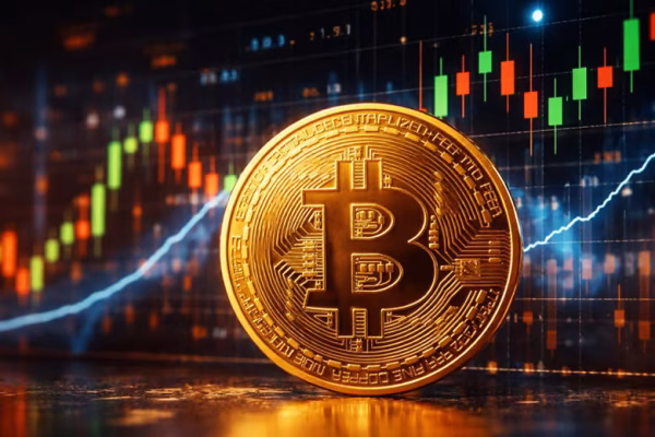 A digital display showing the BTC to PKR today 2026 exchange rate on a smartphone.