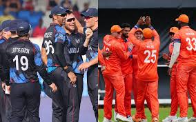 Namibia vs Netherlands players competing in the T20 World Cup.
