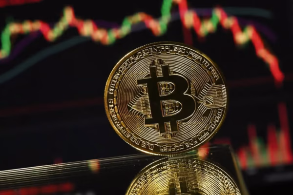 Chart showing Bitcoin market volatility below the 70000 dollar mark.